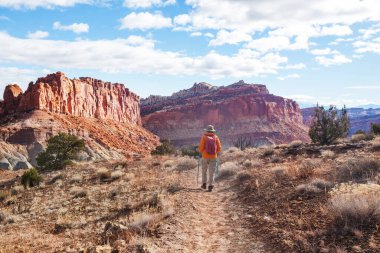 Utah, Capitol Resifi Ulusal Parkı 'nda yürüyüş
