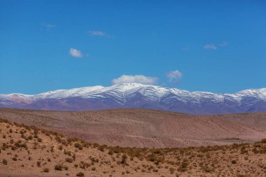 Kuzey Şili 'nin fantastik manzaraları, Atacama Çölü. Güzel, ilham verici doğal manzaralar. Yüksek dağlarda Kalgaspores.
