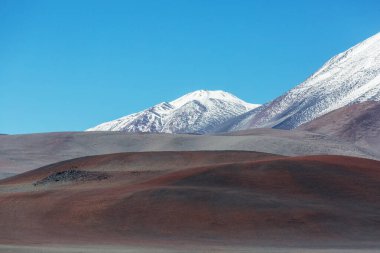 Kuzey Şili 'nin fantastik manzaraları, Atacama Çölü. Güzel, ilham verici doğal manzaralar. Yüksek dağlarda Kalgaspores.