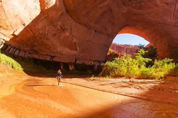 Escursioni uomo a Coyote gulch — Foto Stock