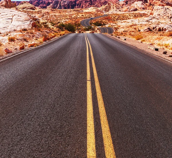 Estrada em campo de pradaria — Fotografia de Stock