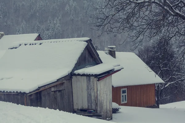 Smoll dorp in de winter — Stockfoto