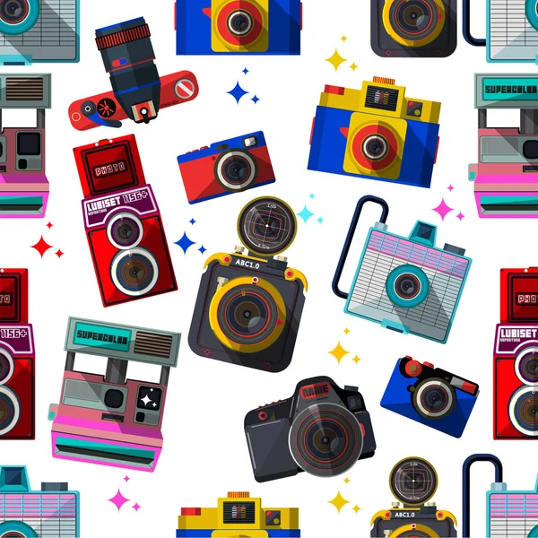 Cámara fotográfica vectorial retro y nuevo conjunto de iconos - Stock Illustration — Archivo Imágenes Vectoriales