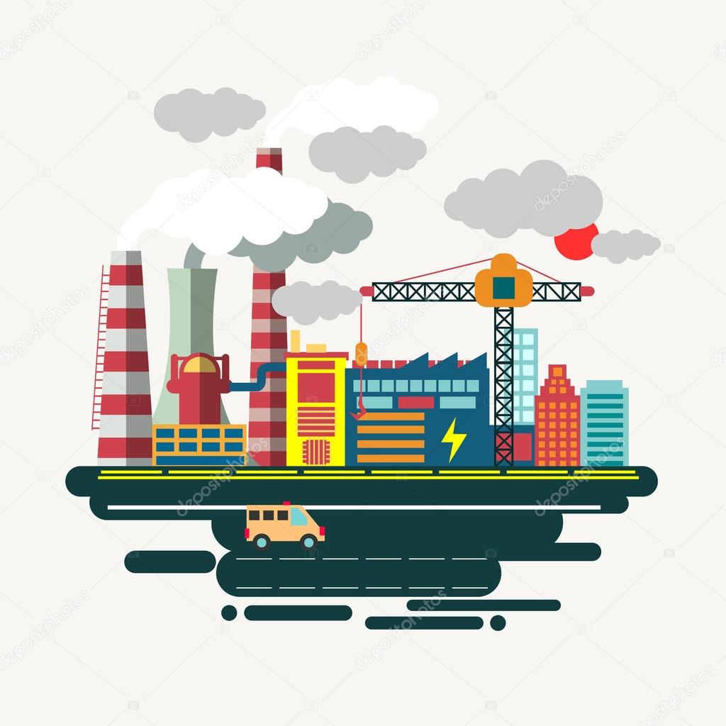 Pollution of modern industry - vector illustrations — Stock Vector ...