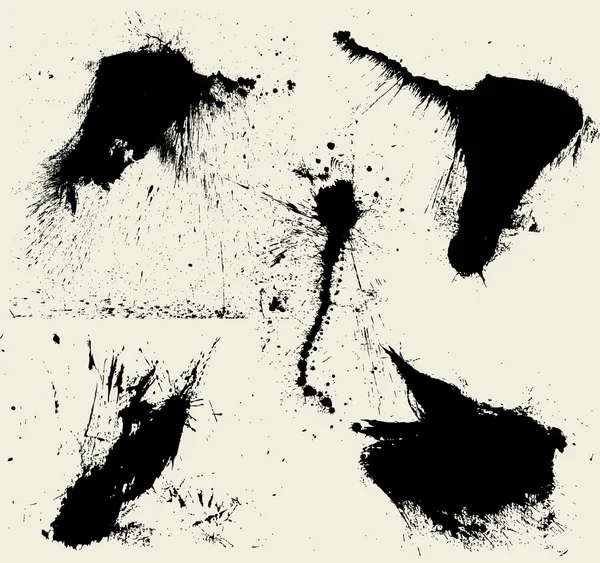 Vektor schöne handgefertigte schwarze Striche - Hintergründe mit dem Pinsel gemalt - Stock Illustration — Stockvektor