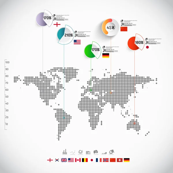 Infographies abstraites sur papier 3D — Image vectorielle