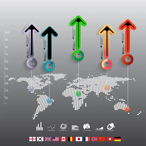 Infographies abstraites sur papier 3D — Image vectorielle