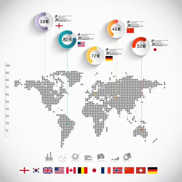 Infographies abstraites sur papier 3D — Image vectorielle