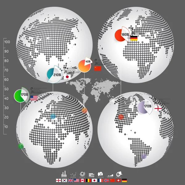 Infographies abstraites sur papier 3D — Image vectorielle