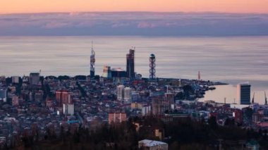 Gün batımı timelapse Batum cityscape vınlamak dışarı