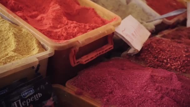 Different spices at local market. — Stock Video