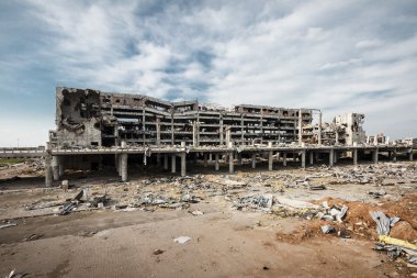 Geniş açılı görünüş donetsk Havaalanı Harabeleri