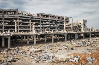 Geniş açılı görünüş donetsk Havaalanı Harabeleri