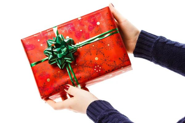 Hands with christmas gift — Stock Photo, Image