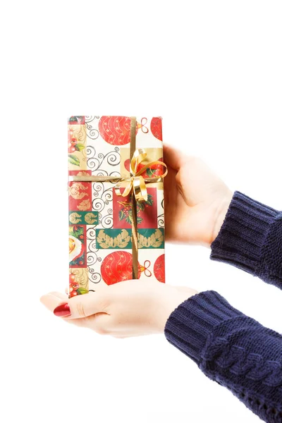 Hands with christmas gift — Stock Photo, Image