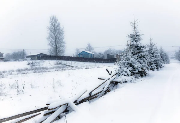 Типичный Пейзаж Украинских Карпат Частными Поместьями Зимой — стоковое фото