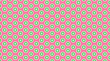 Pembe zemin üzerinde yeşil daireler olan güzel, parlak bir duvar kağıdı.