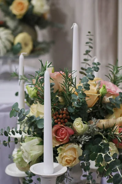 colorful luxury Flower arrangements and candles