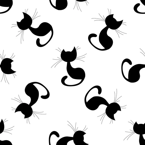 Gato negro sin costura — Vector de stock