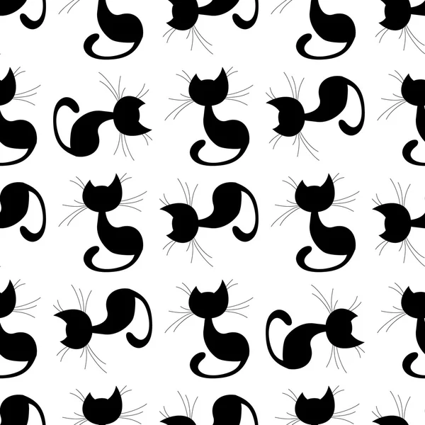 Bezešvá černá kočka — Stockový vektor