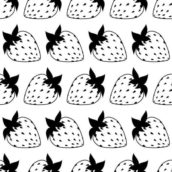 Fresas blancas y negras — Vector de stock