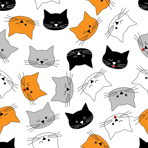 Sans couture des visages de chat — Image vectorielle