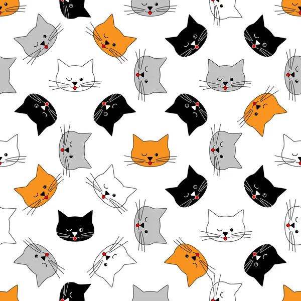 Seamless of cat faces — Stock Vector