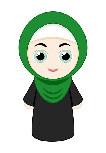 Gadis kartun dengan hijab - Stok Vektor