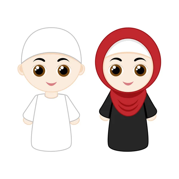 卡通对穆斯林夫妇 — 图库矢量图片