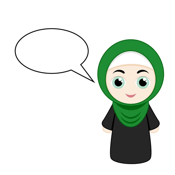 Gadis kartun dengan hijab - Stok Vektor