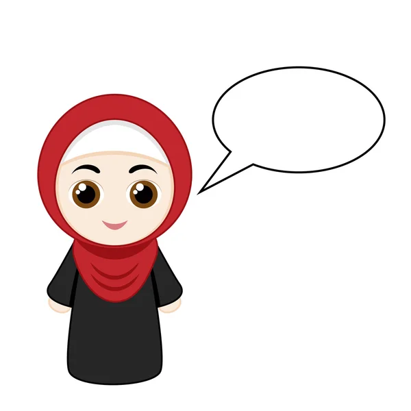 Gadis kartun dengan hijab - Stok Vektor