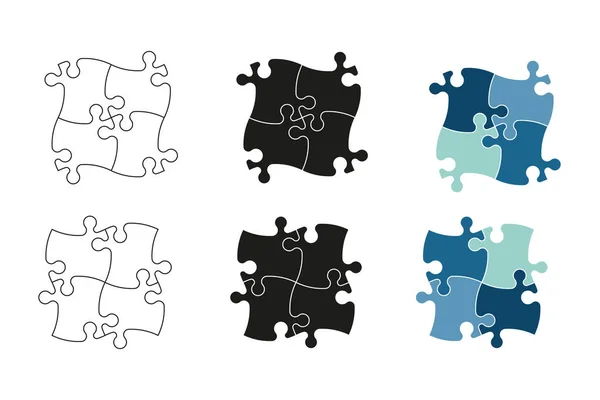 서로 다른 색상의 퍼즐 조각 세트 — 스톡 벡터