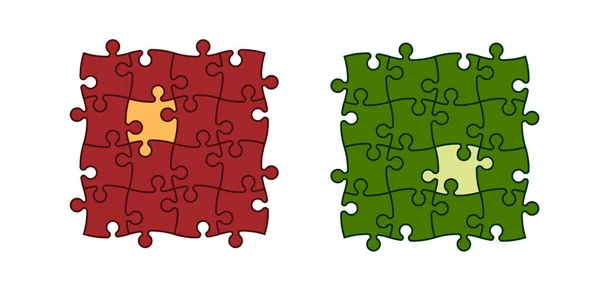 Набір шматочків головоломки різних кольорів — стоковий вектор