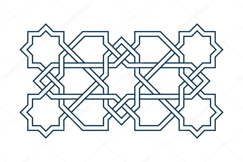 Islamic traditional rosette for greetings cards decoration and design isolated on white background. Vector illustration.