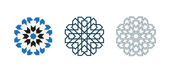 Персидская геометрическая мозаичная розетка для карты Рамадана — стоковый вектор