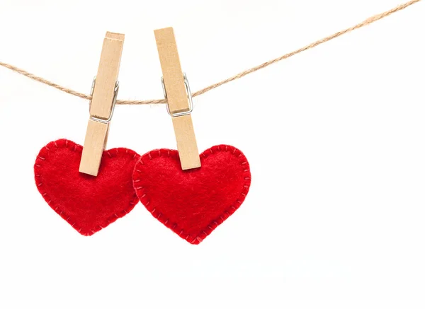Srdce a clothespins — Stock fotografie