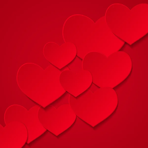 Roter Hintergrund mit Herzen — Stockvektor