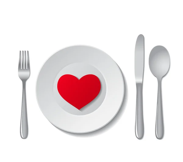 Corazón en plato — Vector de stock