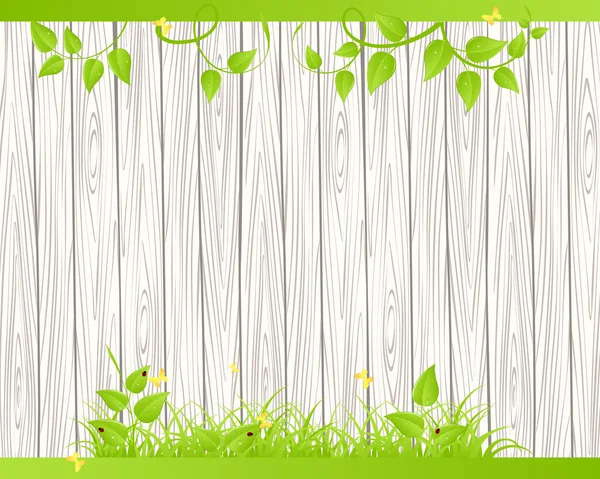 Holzzaun mit Gras — Stockvektor