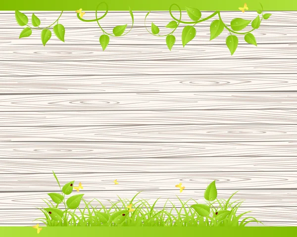 Wood fence  with grass — Stock Vector