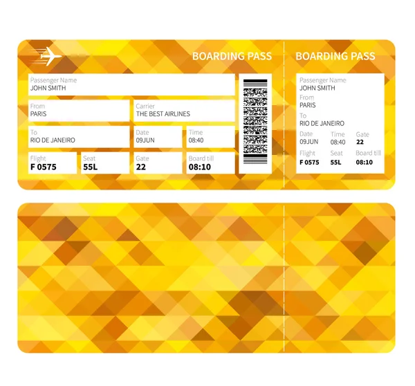 Gold boarding pass — Stock Vector