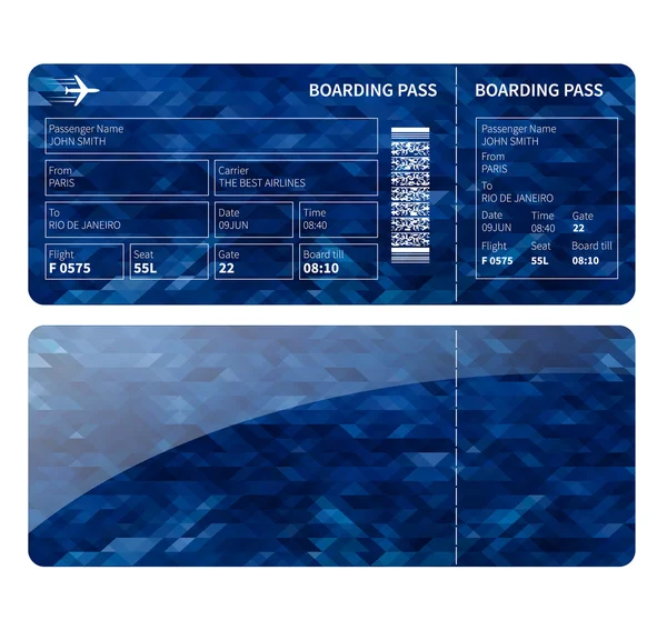 Cartão de embarque azul — Vetor de Stock