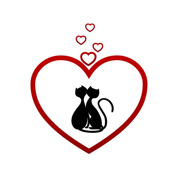 Hearts cat — Stock Vector
