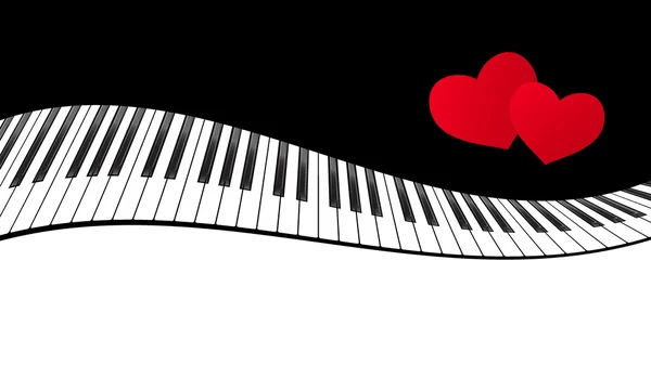 Piano template with hearts — Stock Vector