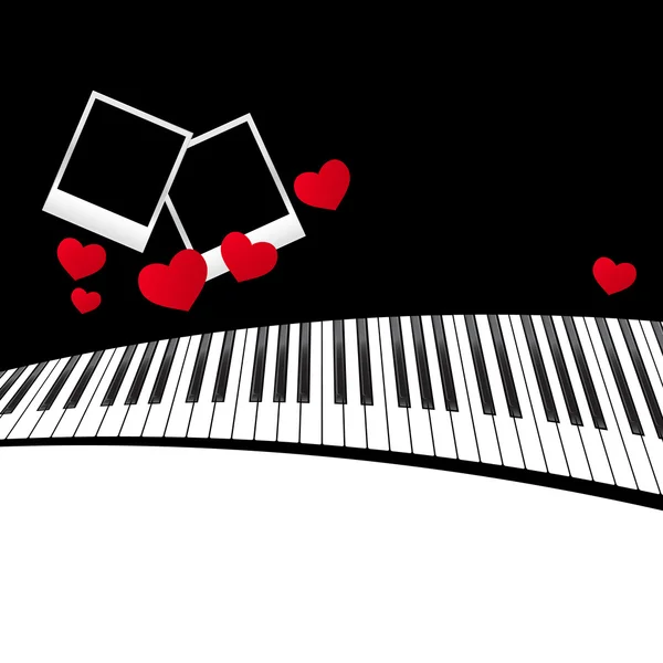Piano template with hearts — Stock Vector