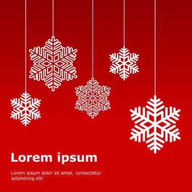 Kırmızı arkaplanda kar taneleri