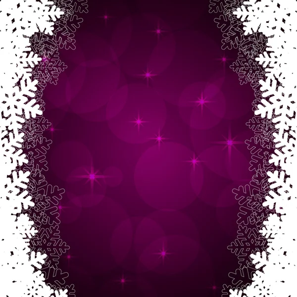Snöflingor violett bakgrund — Stock vektor