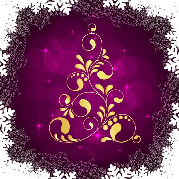 Christmas golden tree — Stock Vector