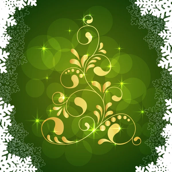 Zlatý vánoční strom — Stockový vektor