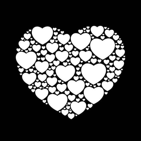 Corazones blancos sobre fondo negro — Vector de stock